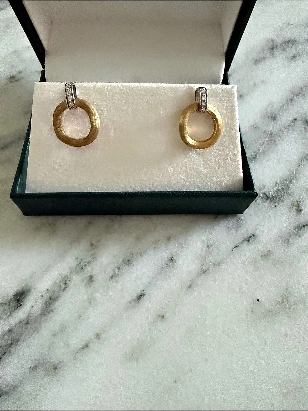 Marco Bicego Jaipur Gold 18K Yellow Gold Link Earrings with Diamonds, 0.6" with